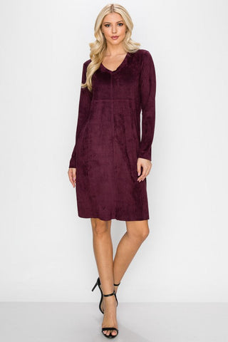 Aurora Suede V-Neck Dress (No Pockets)