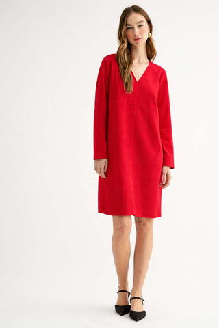 Aurora Suede V-Neck Dress (No Pockets)