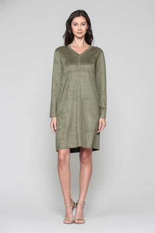 Aurora Suede V-Neck Dress (No Pockets)