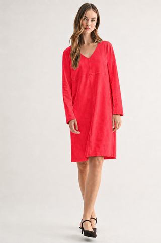 Aurora Suede V Neck with Pockets