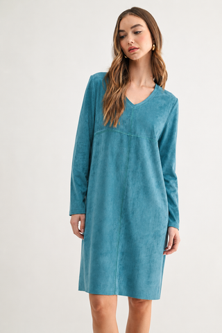 Aurora Suede V Neck with Pockets