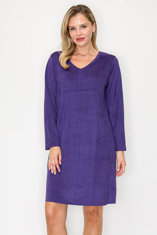 Aurora Suede V-Neck Dress (No Pockets)