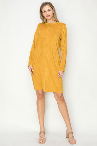 Aurora Suede V-Neck Dress (No Pockets)