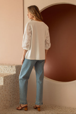 Ruth Pointe Knit Top with Lace