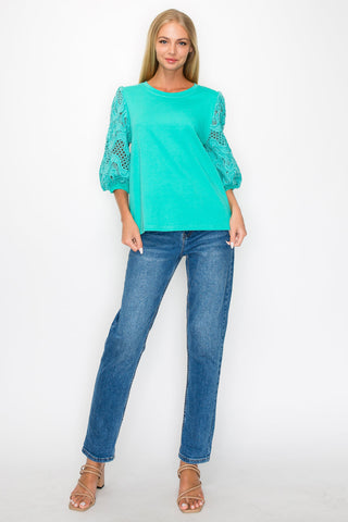 Ruth Pointe Knit Top with Lace