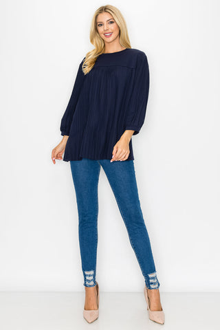 Raelynn Top with Chiffon Pleating