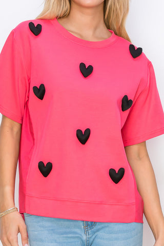 Renee Stretch Pointe Knit with Stuffed Puffy Hearts
