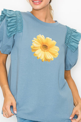 Kenna Prima Cotton Knit & Sunflower with Gold Sparkling Studs