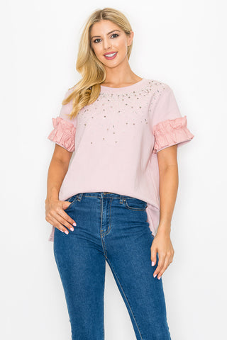 Kellie Cotton Knit Top with Studs