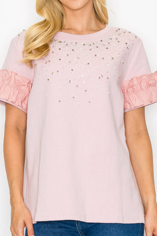 Kellie Cotton Knit Top with Studs