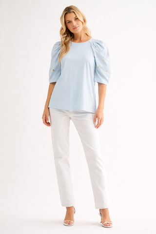 Runa Pointe Knit Top with Embroidered Summer Flowers
