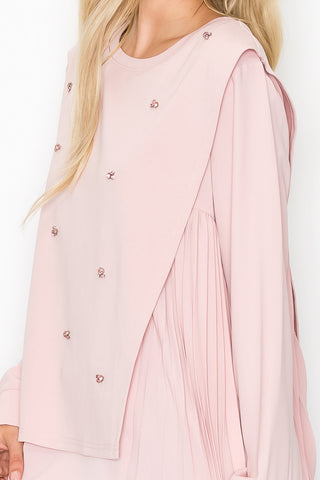 Rilynn Top with Pleating & Diamonds