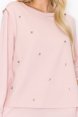 Rilynn Top with Pleating & Diamonds