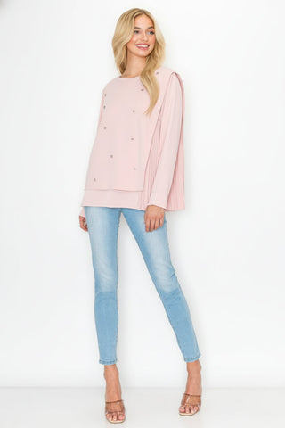 Rilynn Top with Pleating & Diamonds