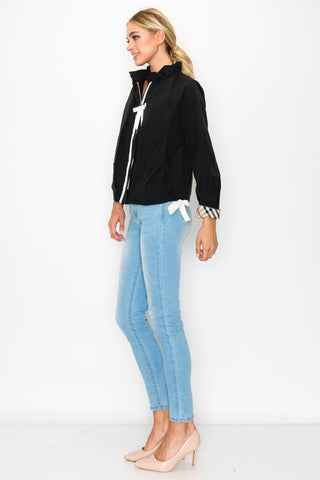 Jessica Woven Jacket with Plaid Inside Lining