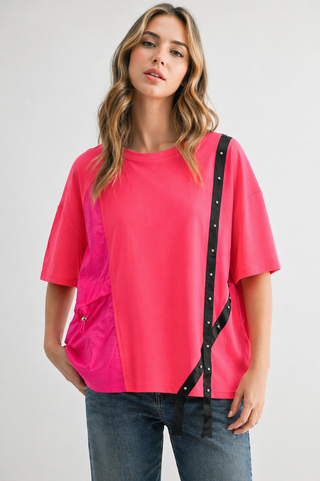Rebecca Pointe Knit Top with Grosgrain Ribbon & Pearls