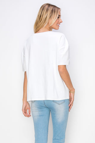 Rebecca Pointe Knit Top with Grosgrain Ribbon & Pearls