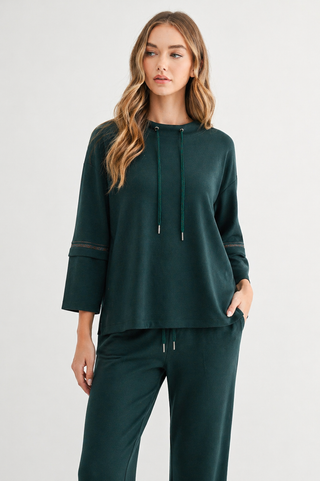 Kayla Crepe Knit Top with Beading Trim