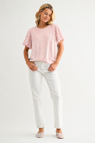 Adelle Stretch Suede Top with Lace