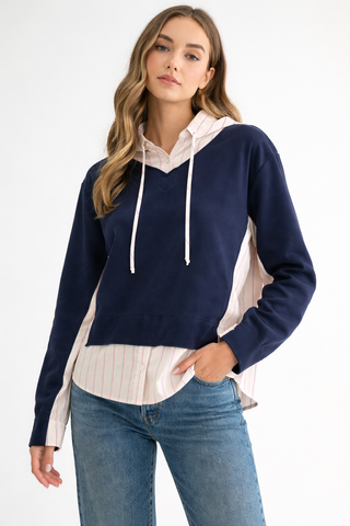 Rickie Pointe Knit Top with Stripe Hoodie