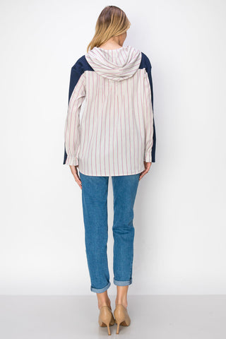 Rickie Pointe Knit Top with Stripe Hoodie