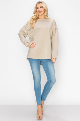 Fiona Stretch French Scuba Pearl Top