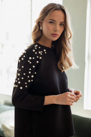 Fiona Stretch French Scuba Pearl Top