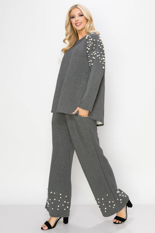 Fiona Stretch French Scuba Pearl Top