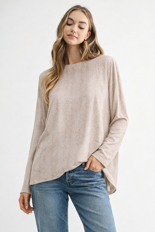Ailith Stretch Suede Animal Print Top
