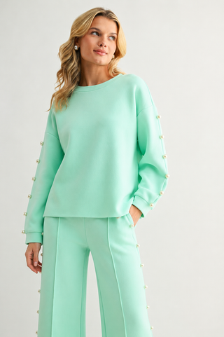 Katri Stretch French Scuba Pearl Top