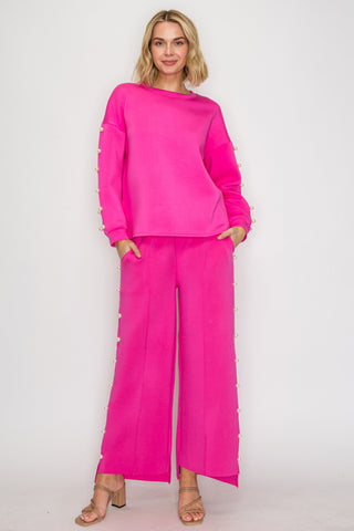 Katri Stretch French Scuba Pearl Top