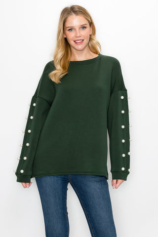 Katri Stretch French Scuba Pearl Top