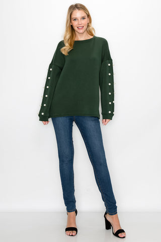 Katri Stretch French Scuba Pearl Top