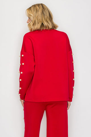Katri Stretch French Scuba Pearl Top