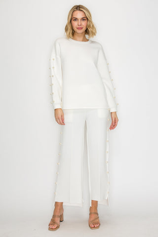 Katri Stretch French Scuba Pearl Top