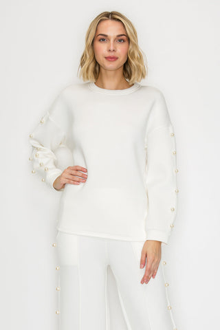 Katri Stretch French Scuba Pearl Top