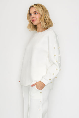 Katri Stretch French Scuba Pearl Top