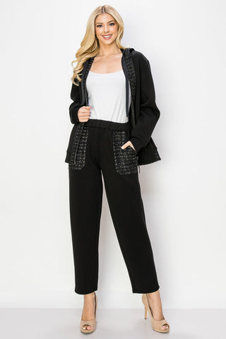 Faiza Stretch French Scuba with Tweed
