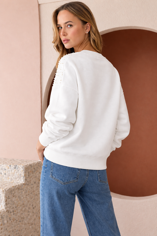 Frenna Stretch French Scuba Pearl Top