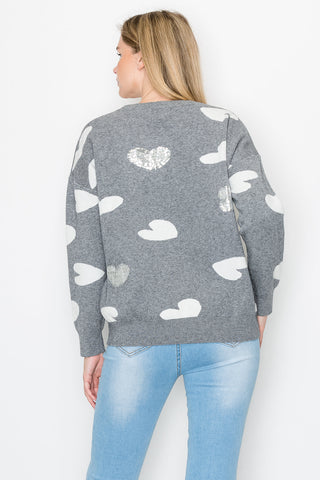 Senja Knitted Sweater with Sequin Hearts