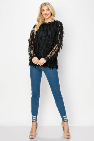 Whitney Woven Feathered Top
