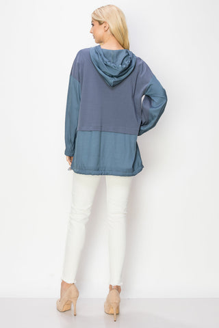 Reinna Stretch Pointe Knit Top with Hoodie