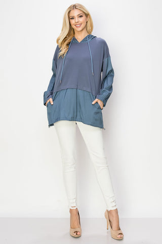 Reinna Stretch Pointe Knit Top with Hoodie