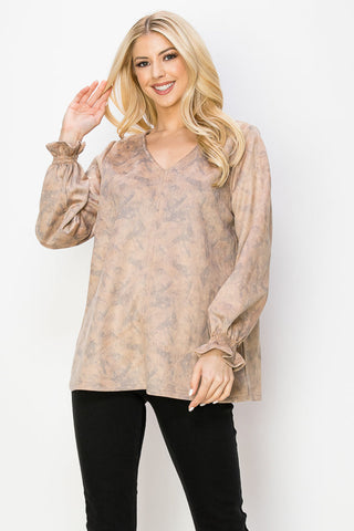 Abby Stretch Suede Print Top