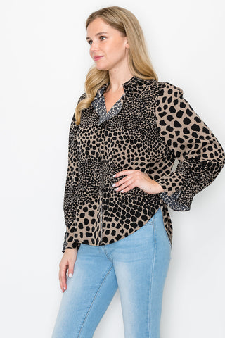 Wynne Woven Animal Print Top