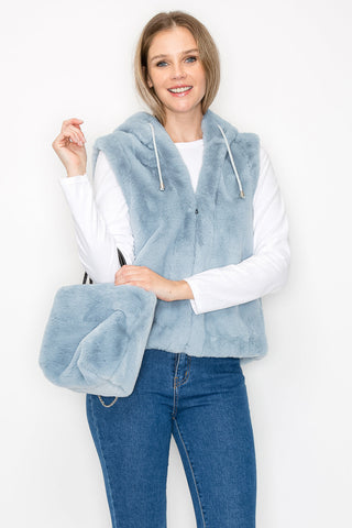 Jackie Fur Vest with Matching Crossbody Fur Bag (Set)