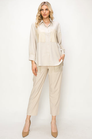 Willa Woven Shirt with Leather Patches