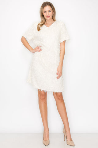 Winna Sparkling Feathered Eyelash Dress