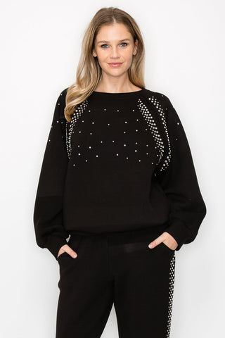 Fredericka Studded Stretch Scuba Top