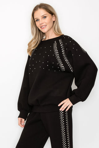 Fredericka Studded Stretch Scuba Top